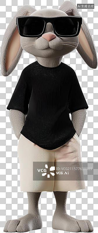 【AI数字艺术】戴墨镜的卡通白兔图片素材