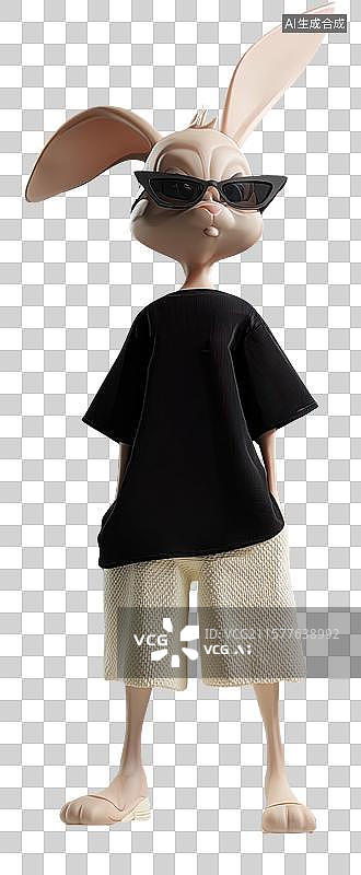 【AI数字艺术】戴墨镜的卡通白兔图片素材