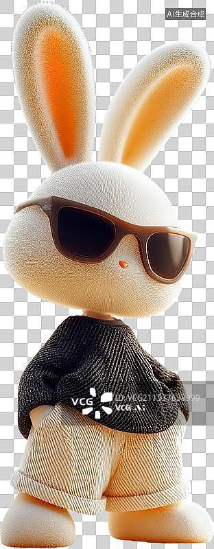【AI数字艺术】戴墨镜的卡通白兔图片素材