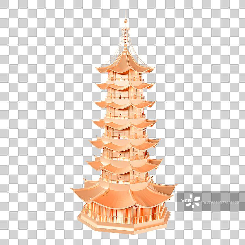 3D立体苏州地标建筑苏州瑞光塔图片素材