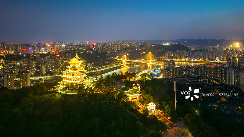 重庆鸿恩寺公园夜景图片素材