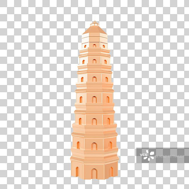 3D立体苏州地标建筑云岩寺塔图片素材