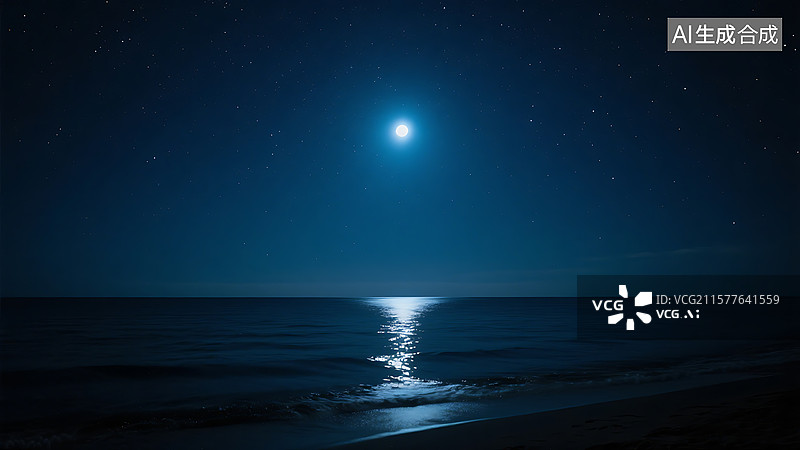 【AI数字艺术】深夜天空和大海图片素材