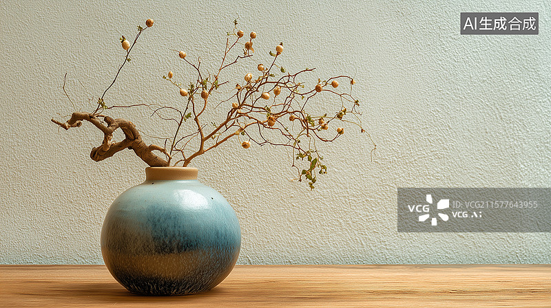 【AI数字艺术】日式花道陶瓷花瓶图片素材