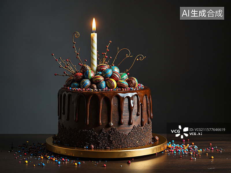 【AI数字艺术】巧克力蛋糕生日派对图片素材