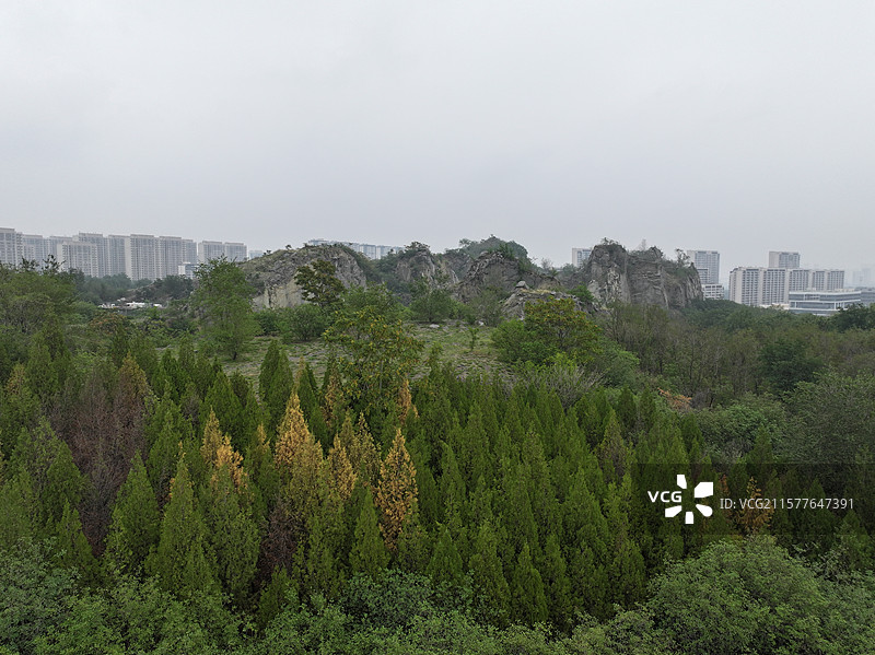 航拍夏季济南卧牛山地质公园风光图片素材