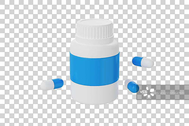 药瓶胶囊三维插画图片素材