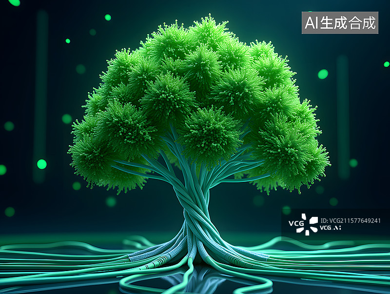 【AI数字艺术】科技树木生长的智慧农业插图图片素材