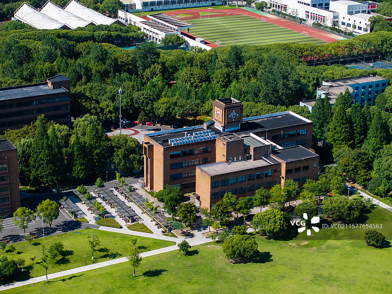 宁波大学校园景色航拍图片素材
