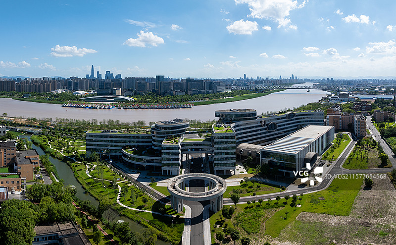宁波大学校园景色航拍图片素材