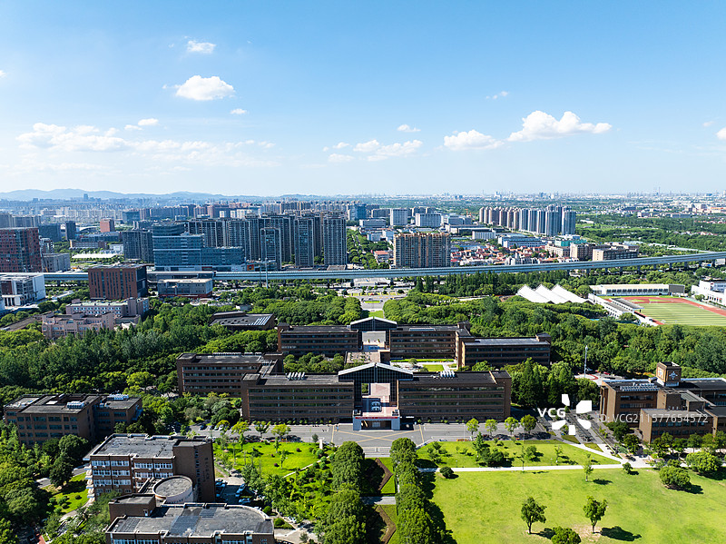 宁波大学校园景色航拍图片素材