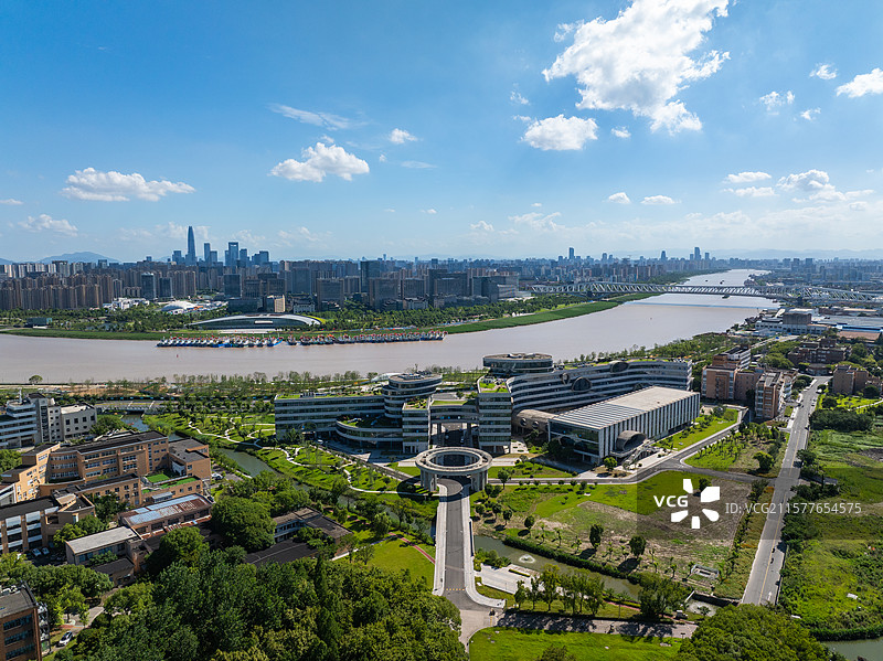 宁波大学校园景色航拍图片素材