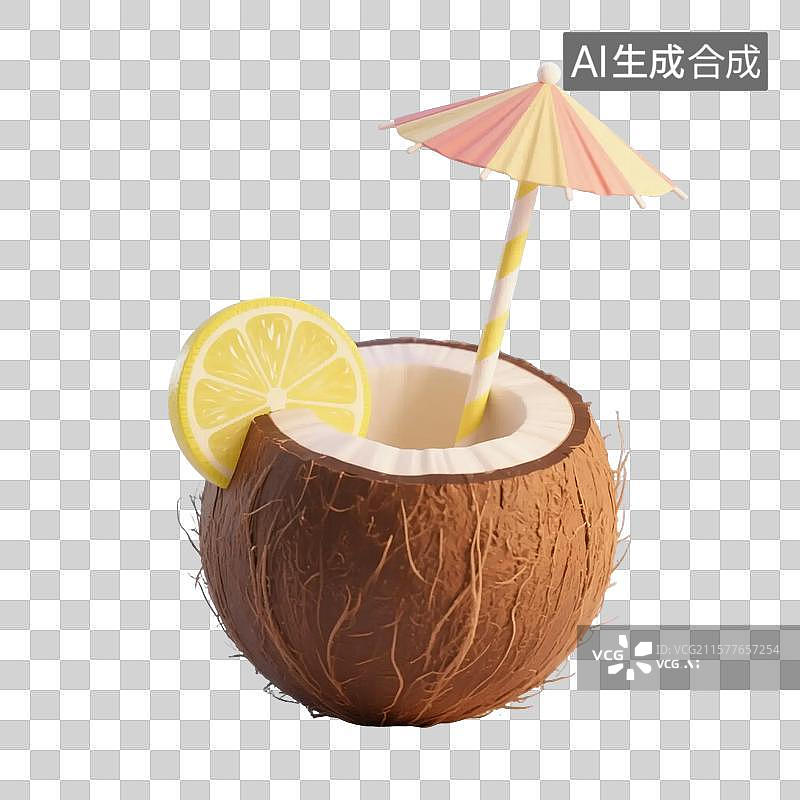 【AI数字艺术】椰子水青椰海岛风度假风饮料饮品图片素材
