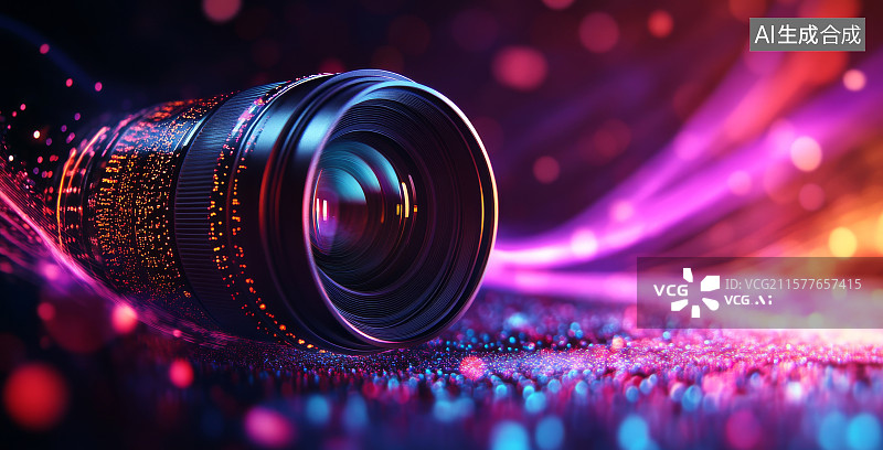【AI数字艺术】梦幻光影相机镜头特写图片素材