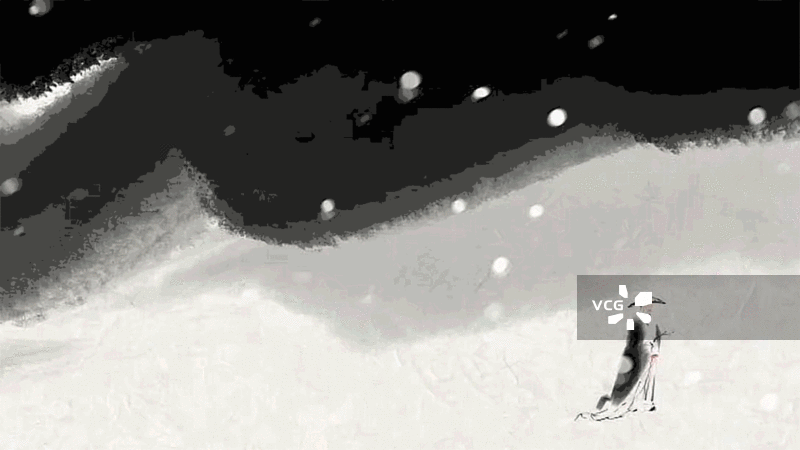 手绘 水墨 动画  朦胧美 踏雪寻梅 冬天 雪 文化 高雅 水墨 抽象 人物图片素材