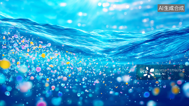 【AI数字艺术】海洋微塑漂浮图片素材