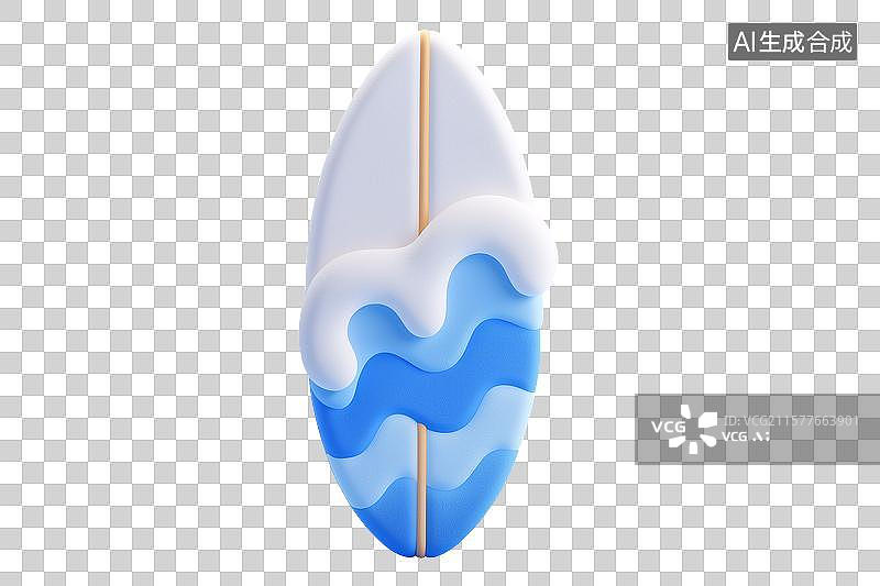 【AI数字艺术】三维设计可爱的冲浪板图片素材