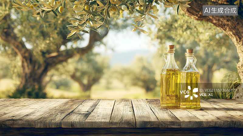 【AI数字艺术】AIGC：橄榄种植园和橄榄油 电子商务产品站台 背景插图图片素材