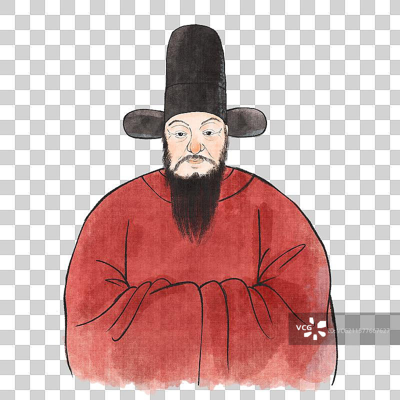 手绘水墨古风名人像范钦免抠元素图片素材
