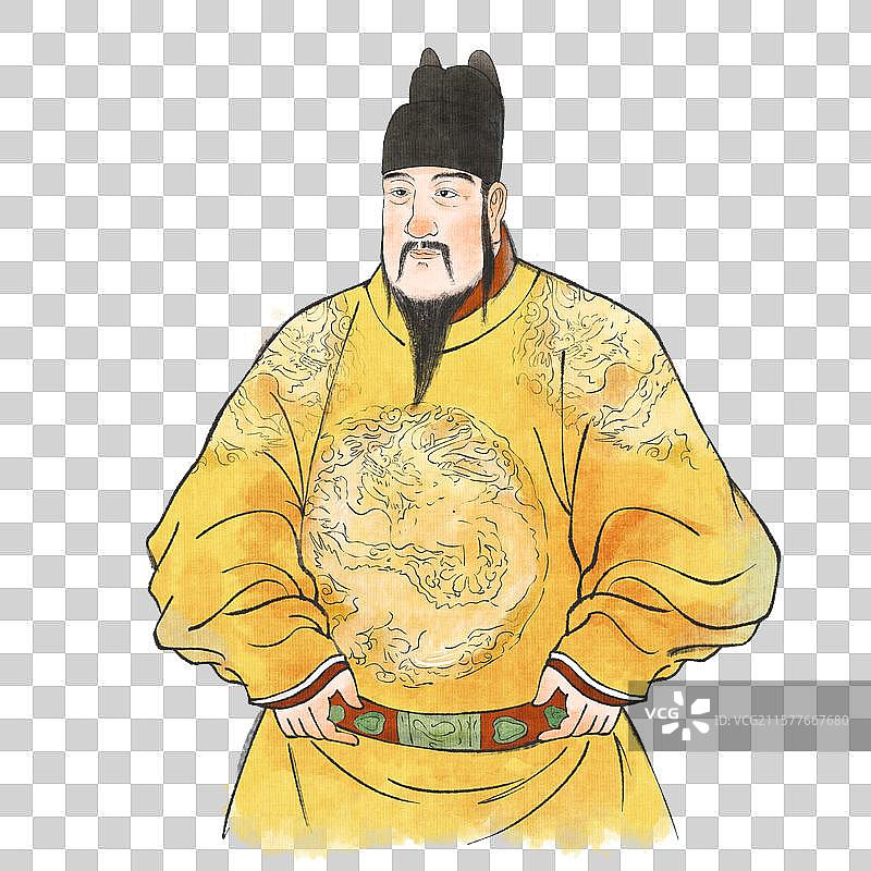 手绘水墨古风名人像朱棣免抠元素图片素材