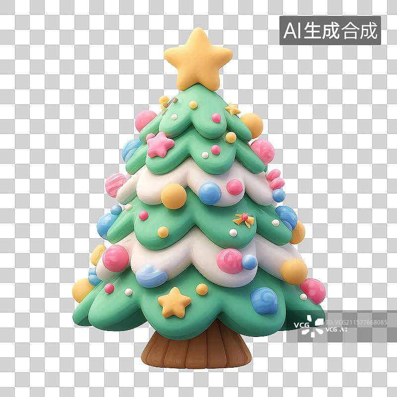 【AI数字艺术】可爱的卡通圣诞树图片素材
