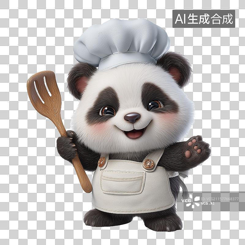 【AI数字艺术】一个拿着锅铲的熊猫图片素材