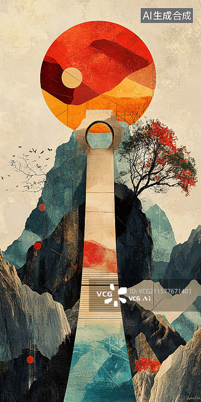 【AI数字艺术】桥故事插图场景插画图片素材