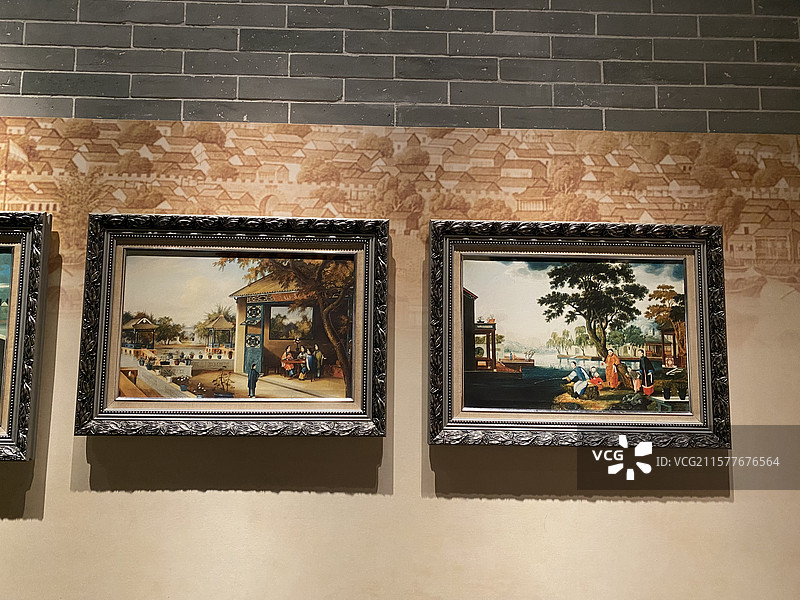 清朝民俗画，拍于虎门鸦片战争博物馆图片素材