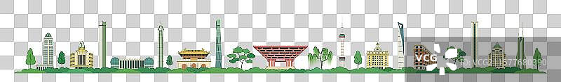 上海城市描边矢量建筑插画图片素材