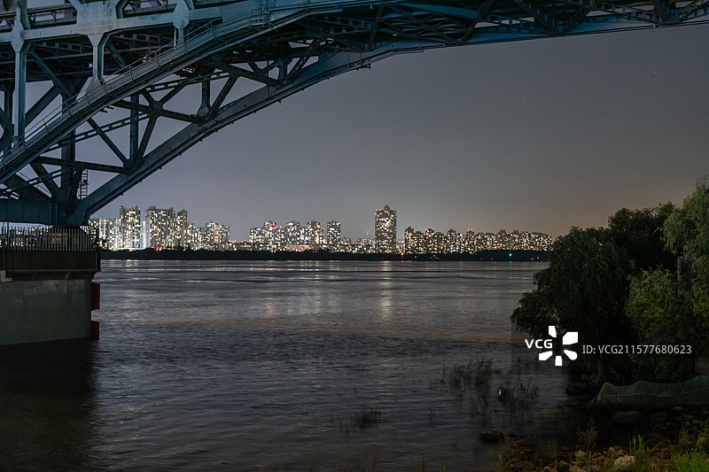 南京长江大桥 夜晚城市风光图片素材