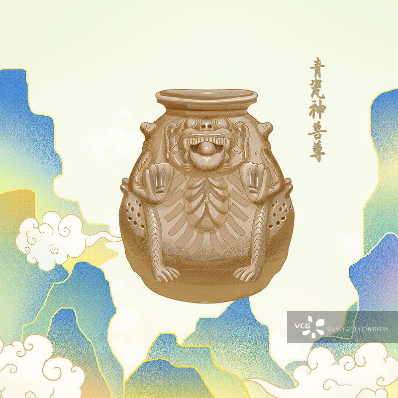 青瓷神兽尊图片素材