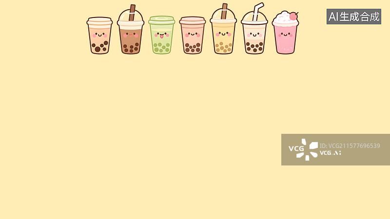 【AI数字艺术】奶茶2D卡通背景居上图片素材