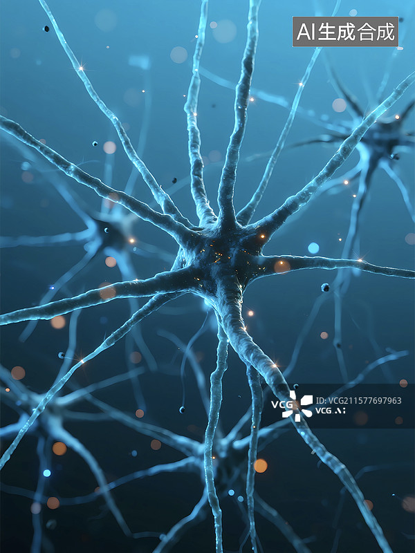 【AI数字艺术】医疗神经元组织细胞影像图图片素材