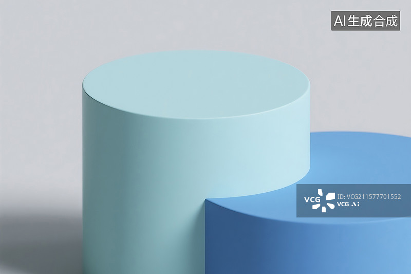 【AI数字艺术】蓝色和白色的圆柱体图片素材
