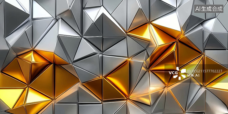 【AI数字艺术】几何结构金属感科技背景场景图片素材