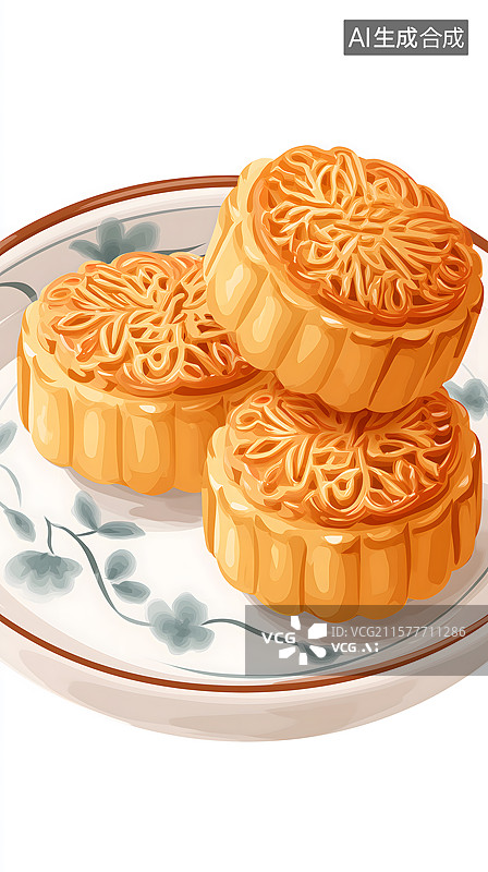 【AI数字艺术】一盘卡通月饼图图片素材