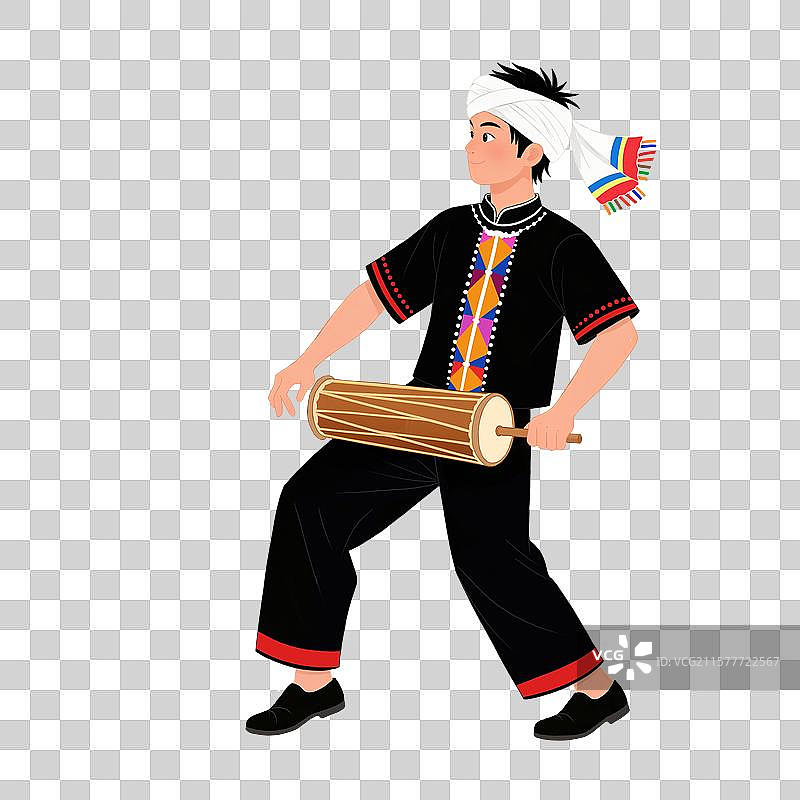 中国五十六个民族少数民族服饰德昂族插画图片素材