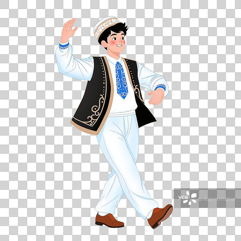 中国五十六个民族少数民族服饰回族插画图片素材