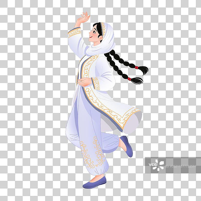 中国五十六个民族少数民族服饰回族插画图片素材