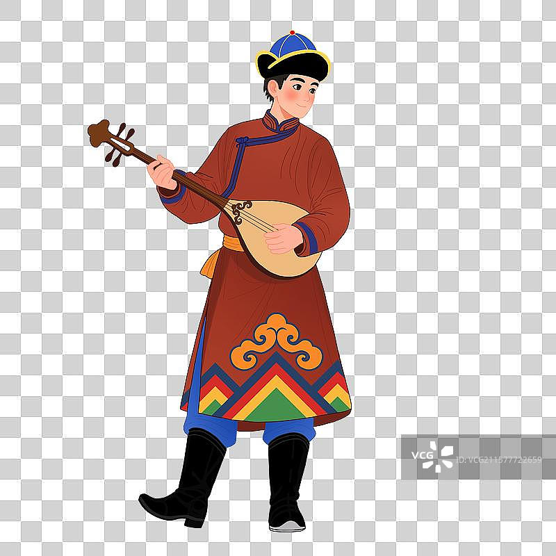 中国五十六个民族少数民族服饰蒙古族插画图片素材