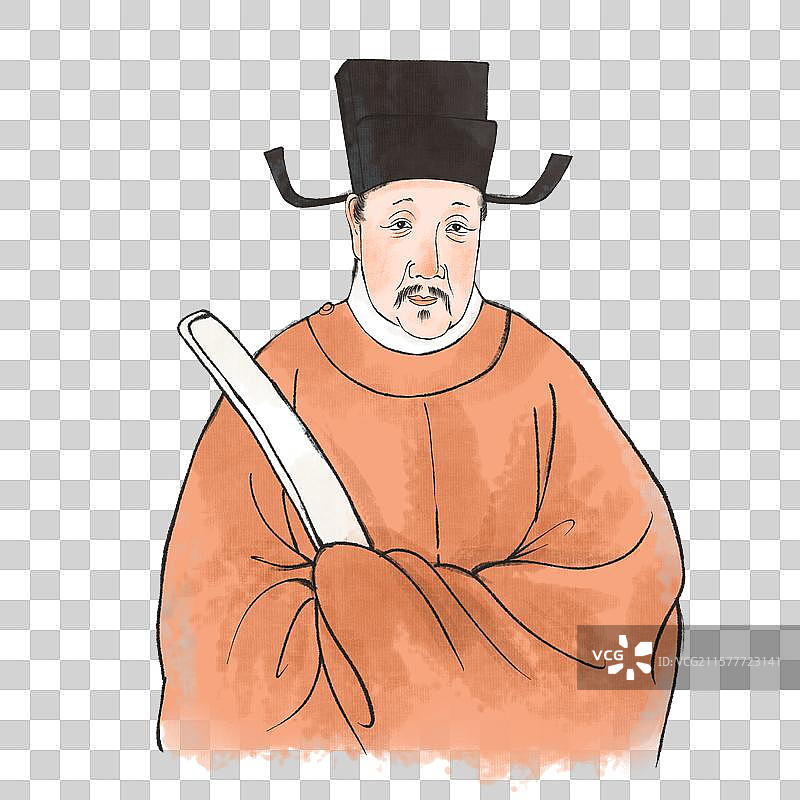 手绘水墨古风名人像李东阳免抠元素图片素材
