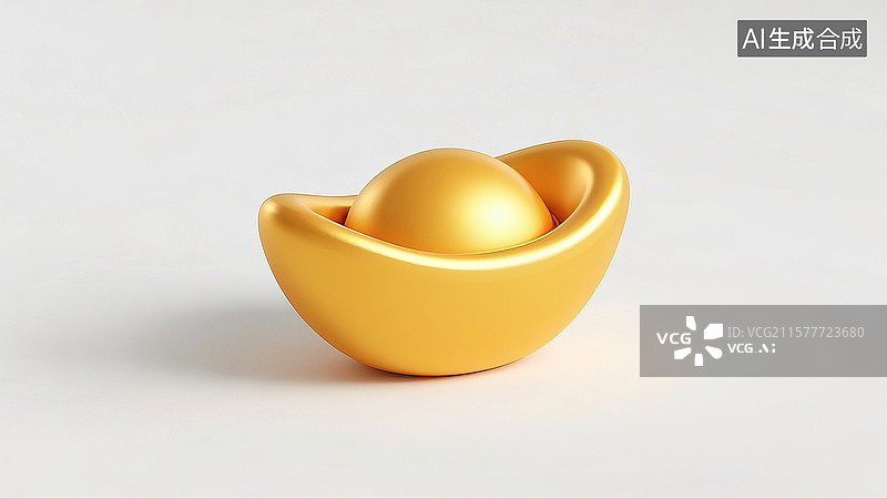 【AI数字艺术】3D金色元宝图片素材