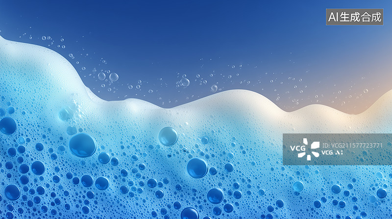 【AI数字艺术】清新海浪泡沫图片素材