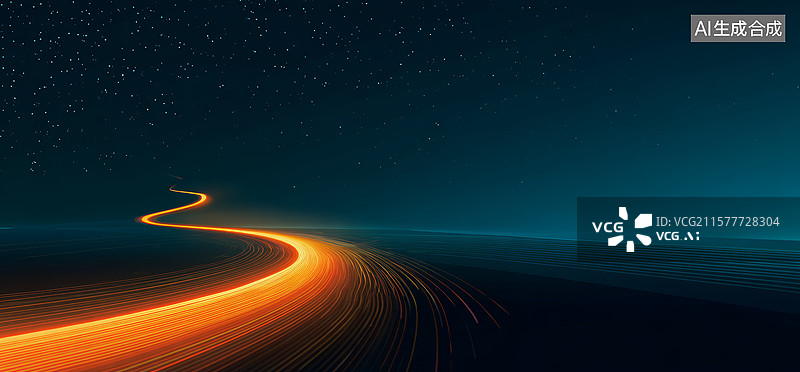 【AI数字艺术】金色星光闪耀夜景图片素材