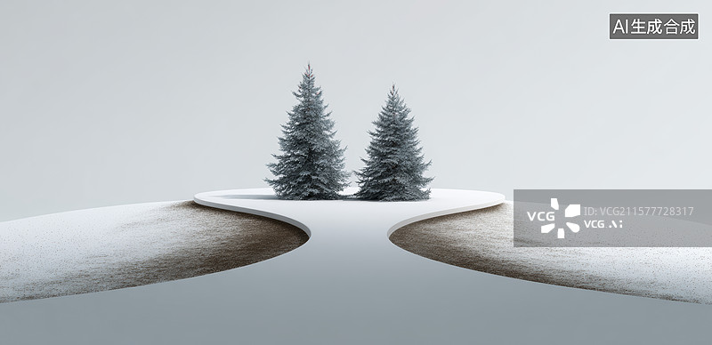 【AI数字艺术】雪中孤岛梦境图片素材