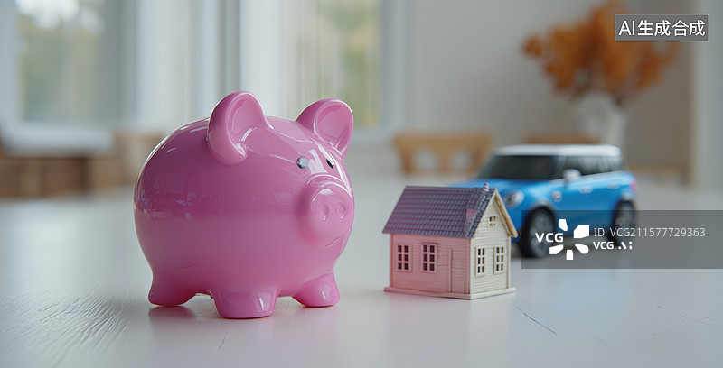 【AI数字艺术】粉色小猪与迷你车图片素材