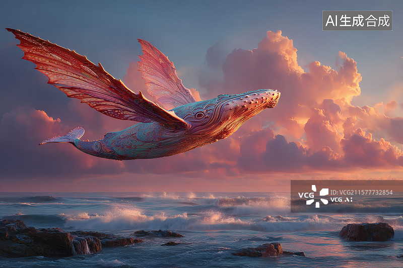 【AI数字艺术】中国神话故事，山海经神兽鲲鹏图片素材