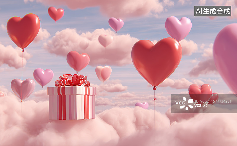 【AI数字艺术】梦幻天空礼物盒图片素材