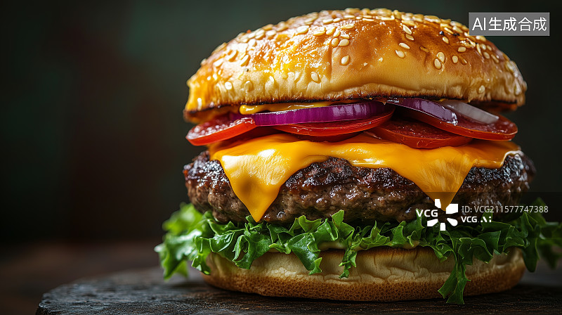 【AI数字艺术】美味的芝士汉堡图片素材