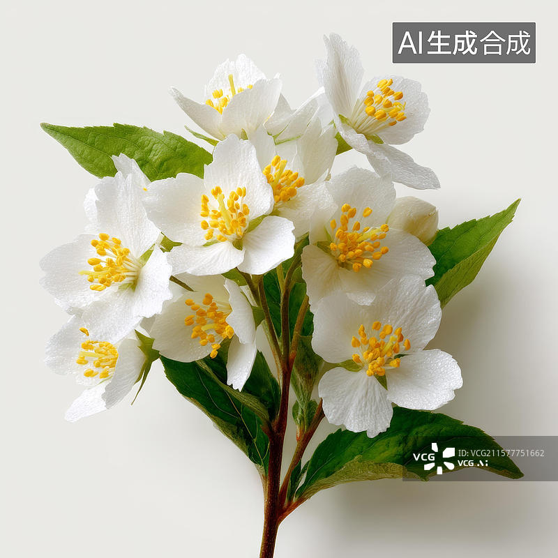 【AI数字艺术】一簇清新淡雅的茉莉花图片素材